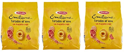 3x Emiliane Barilla Pasta all'Uovo Ripiena Tortellini con Prosciutto Crudo Gefüllte Eiernudeln mit Rohschinken Nudeln 500g Packung 3x Emiliane Barilla Pasta all'Uovo Ripiena Tortellini con Prosciutto Crudo Gefüllte Eiernudeln mit Rohschinken Nudeln 500g Packung von Barilla