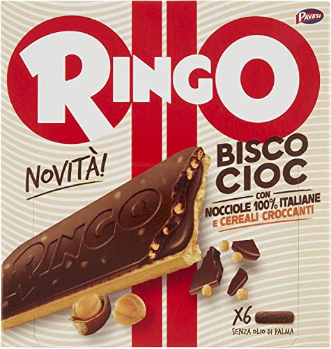 3x Pavesi Kekse Ringo Bisco Cioc Nocciole schokoriegel mit Creme mit 100% italienischen Haselnüssen 162gr 6 snack von Barilla