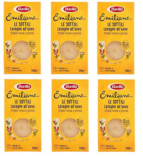 6x Barilla Emiliane Lasagne "Le sottili" all'uovo Nudeln mit ei 500g von Barilla