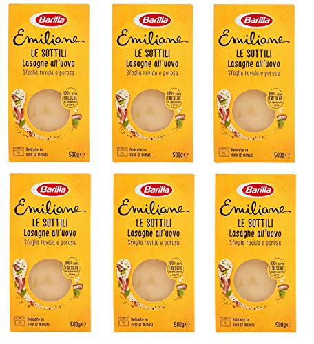 6x Barilla Emiliane Lasagne "Le sottili" all'uovo Nudeln mit ei 500g 6x Barilla Emiliane Lasagne "Le sottili" all'uovo Nudeln mit ei 500g von Barilla