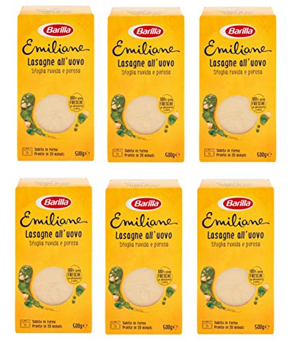 6x Barilla Emiliane Lasagne all'uovo Nudeln mit ei 500 6x Barilla Emiliane Lasagne all'uovo Nudeln mit ei 500 von Barilla