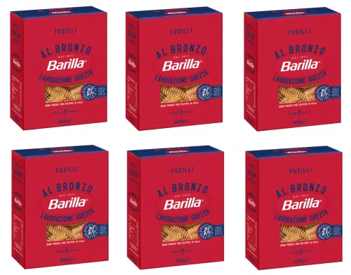 6x Barilla Fusilli al Bronzo Bronze Gezogene Pasta 400g Rohe Verarbeitungsmethode von Barilla