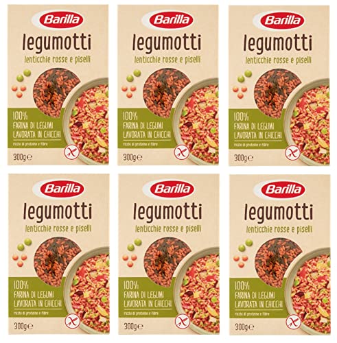 6x Barilla Legumotti Lenticchie Rosse e Piselli Rote Linsen und Erbsen Reich an Eiweiß und Ballaststoffen Glutenfrei 300g von Barilla