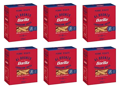 6x Barilla Penne Rigate al Bronzo Bronze Gezogene Pasta 400g Rohe Verarbeitungsmethode von Barilla