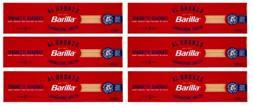 6x Barilla Spaghetti Quadrati al Bronzo Bronze Gezogene Pasta 400g Rohe Verarbeitungsmethode von Barilla