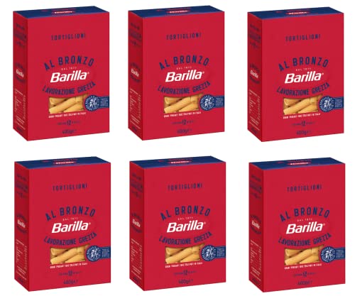 6x Barilla Tortiglioni al Bronzo Bronze Gezogene Pasta 400g Rohe Verarbeitungsmethode von Barilla