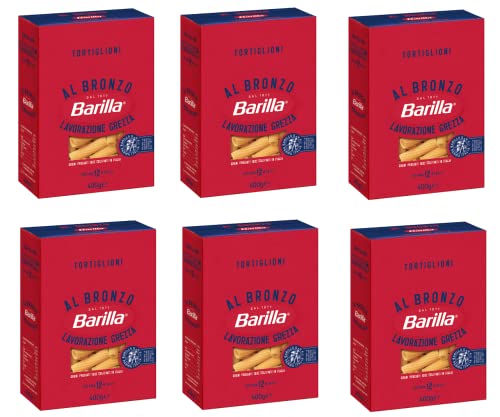 6x Barilla Tortiglioni al Bronzo Bronze Gezogene Pasta 400g Rohe Verarbeitungsmethode von Barilla