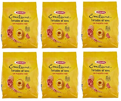 6x Emiliane Barilla Pasta all'Uovo Ripiena Tortellini con Prosciutto Crudo Gefüllte Eiernudeln mit Rohschinken Nudeln 500g Packung 6x Emiliane Barilla Pasta all'Uovo Ripiena Tortellini con Prosciutto Crudo Gefüllte Eiernudeln mit Rohschinken Nudeln 500g Packung von Barilla