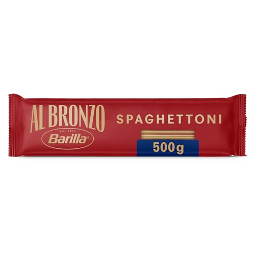Barilla Pasta Al Bronzo Spaghettoni 1x500g I aus Bronze-Formen, Saucenhaftung auf die italienische Art, 100 Prozent hochwertiger Hartweizen von Barilla