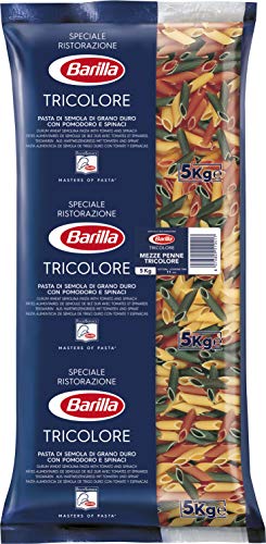 Barilla Hartweizen Pasta Mezze Penne Tricolori n. 78 – 1er Pack bunte Pasta (1x5kg) von Barilla