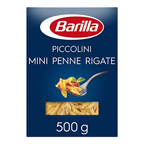 Barilla Pasta Piccolini Mini Penne Rigate aus hochwertigem Hartweizen mit einer Kochzeit von nur 6 Minuten, 8 x 500g von Barilla