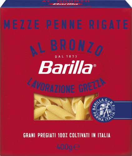 Barilla Mezze Penne Rigate al Bronzo Bronze Gezogene Pasta 400g Rohe Verarbeitungsmethode von Barilla
