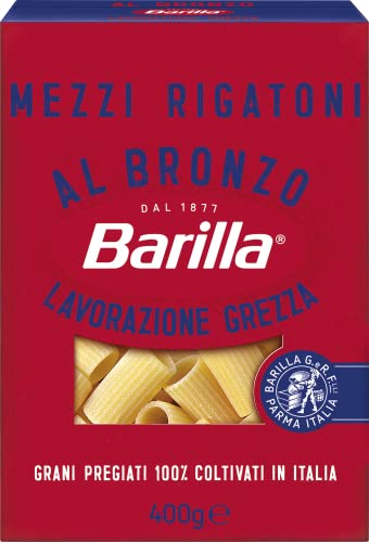 Barilla Mezzi Rigatoni al Bronzo Bronze Gezogene Pasta 400g Rohe Verarbeitungsmethode von Barilla