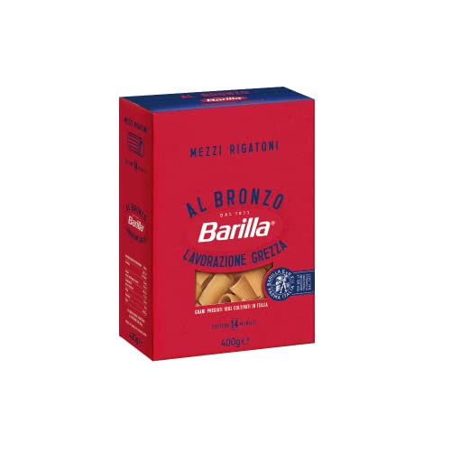 Barilla Mezzi Rigatoni al Bronzo Bronze Gezogene Pasta 400g Rohe Verarbeitungsmethode von Barilla