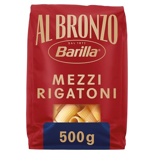 Barilla Pasta Al Bronzo Mezzi Rigatoni 1x500g I aus Bronze-Formen, Saucenhaftung auf die italienische Art, 100 Prozent hochwertiger Hartweizen Barilla Pasta Al Bronzo Mezzi Rigatoni 1x500g I aus Bronze-Formen, Saucenhaftung auf die italienische Art, 100 Prozent hochwertiger Hartweizen von Barilla