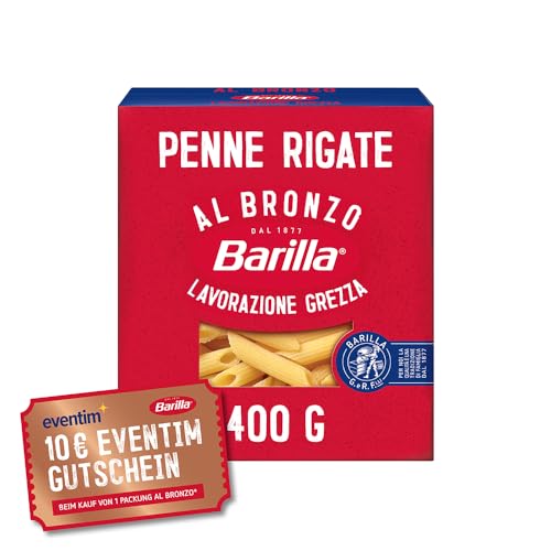 Barilla Pasta Al Bronzo Penne Rigate mit Bronze-Matrizen geformt, für intensive Rauheit, 100% hochwertiger Hartweizen, 400g von Barilla