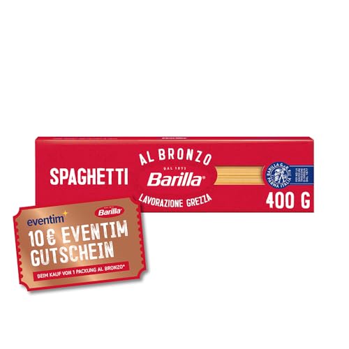 Barilla Pasta Al Bronzo Spaghetti mit Bronze-Matrizen geformt, für intensive Rauheit, 100% hochwertiger Hartweizen, 400g von Barilla