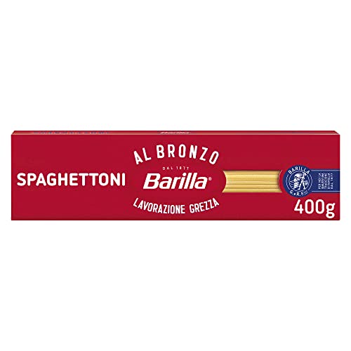 Barilla Pasta Al Bronzo Spaghettoni mit Bronze-Matrizen geformt, für intensive Rauheit, 100% hochwertiger Hartweizen, 400g von Barilla