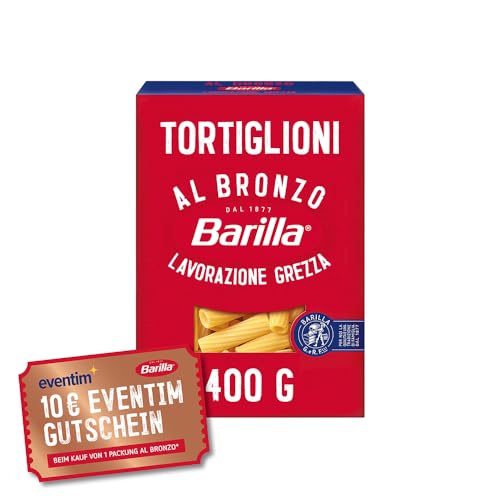 Barilla Pasta Al Bronzo Tortiglioni mit Bronze-Matrizen geformt, für intensive Rauheit, 100% hochwertiger Hartweizen, 400g von Barilla