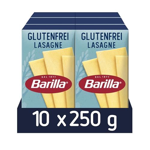 Barilla Pasta Glutenfreie Lasagne aus köstlichem Mais und Reis, perfekt für Menschen mit Zöliakie oder Glutenunverträglichkeit, 10er Pack (10 x 250 g) von Barilla