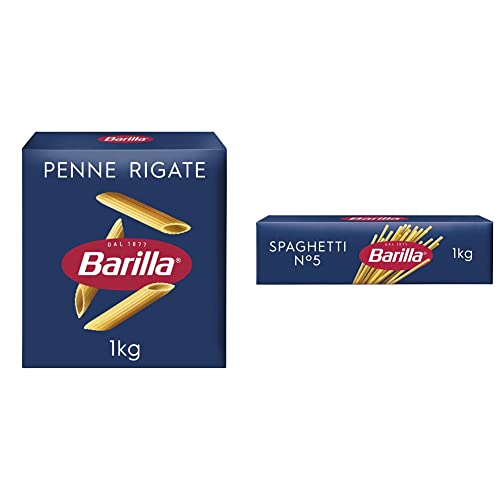 Barilla Pasta Klassische Penne Rigate n.73 aus hochwertigem Hartweizen immer al dente, (1 x 1 kg) & Pasta Klassische Spaghetti n.5 aus hochwertigem Hartweizen immer al dente, (1 x 1 kg) von Barilla