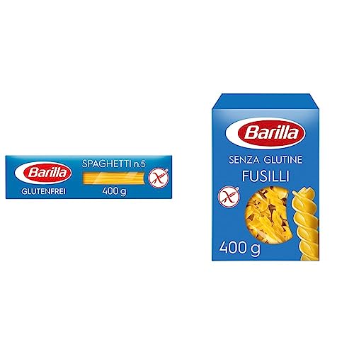 Barilla Pasta Nudeln Glutenfreie Spaghetti aus köstlichem Mais und Reis & Pasta Nudeln Glutenfreie Fusilli aus köstlichem Mais und Reis – perfekt für Menschen mit Zöliakie 400 g von Barilla