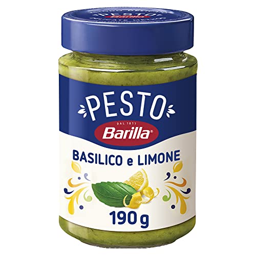 Barilla Pesto Basilico e Limone 12x190g | Glutenfreie Italienische Pasta-Sauce mit einer Note von Limone / Zitrone und Basilikum, Nudel-Soße, grünes Pesto von Barilla