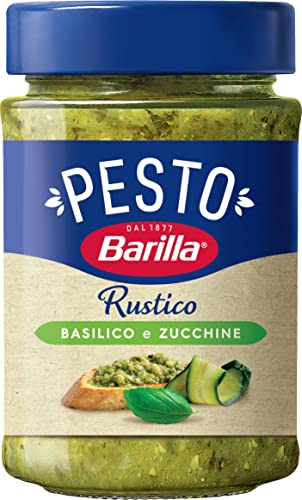 Barilla Pesto Rustico Basilico & Zucchine 1 x 200g | Glutenfreie Italienische Pasta-Sauce mit Basilikum und Zucchini, vegane / vegetarische Nudel-Soße, grünes Pesto von Barilla