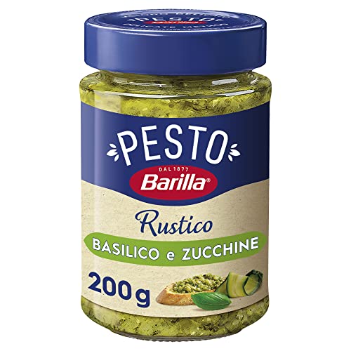 Barilla Pesto Rustico Basilico & Zucchine 1 x 200g | Glutenfreie Italienische Pasta-Sauce mit Basilikum und Zucchini, vegane / vegetarische Nudel-Soße, grünes Pesto von Barilla