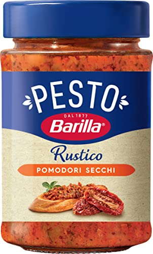 Barilla Pesto Rustico Pomodori Secchi 1 x 200g | Glutenfreie Italienische Pasta-Sauce mit sonnengetrockneten Tomaten, vegane / vegetarische Nudel-Soße, rotes Pesto von Barilla