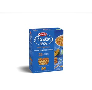 Barilla Piccolini Mini Farfalle mit Karotten und Kürbis 400g Barilla Piccolini Mini Farfalle mit Karotten und Kürbis 400g von Barilla