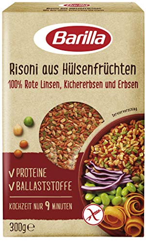 Barilla Risoni aus roten Linsen, Kichererbsen und Erbsen reich an Eiweiß, glutenfrei, 300g von Barilla