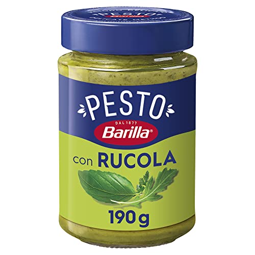 Barilla Pesto Basilico e Rucola 12x190g | Glutenfreie Italienische Pasta-Sauce mit Basilikum und Rucola, Nudel-Soße, grünes Pesto von Barilla