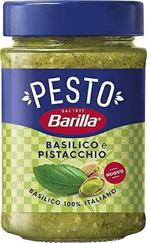 Barilla Pesto Basilico e Pistacchio 12x190g | Glutenfreie Italienische Pasta-Sauce mit Basilikum und Pistazien, Nudel-Soße, grünes Pesto von Barilla