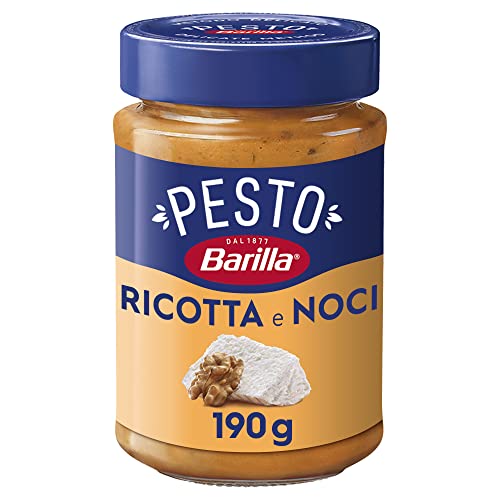Barilla Pesto Ricotta e Noci 12x190g | Glutenfreie Italienische Pasta-Sauce mit cremigem Ricotta, Walnüssen und Grana Padano, Nudel-Soße, rotes Pesto von Barilla