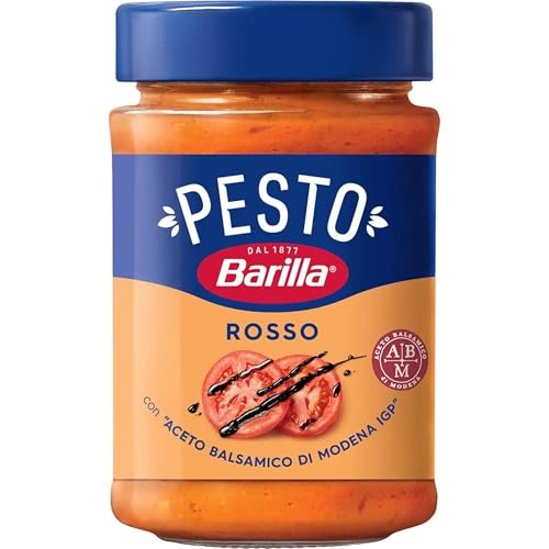 Barilla Pesto Rosso 12x200g | Glutenfreie Italienische Pasta-Sauce mit italienischen Tomaten und Balsamico-Essig aus Modena, Nudel-Soße, rotes Pesto von Barilla