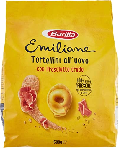 Emiliane Barilla Pasta all'Uovo Ripiena Tortellini con Prosciutto Crudo Gefüllte Eiernudeln mit Rohschinken Nudeln 500g Packung von Barilla