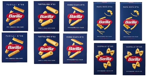 TESTPAKET Pasta Barilla italienisch (10 x 500g) 5 Arten von Nudeln kurze Nudeln (Fusilli-Tortiglioni-Penne Rigate-P.Mista-Farfalle) von Barilla