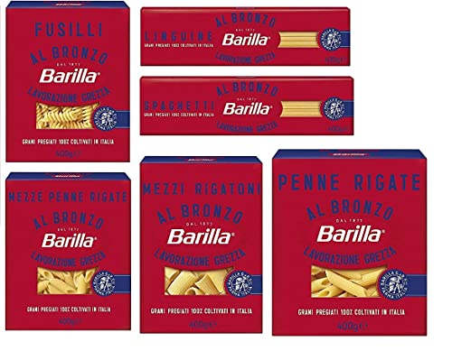 Testpaket Barilla Pasta al Bronzo Bronze Gezogene nudeln Pasta 6x 400g Rohe Verarbeitungsmethode, 7.0 stück von Barilla