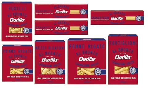 Testpaket Barilla Pasta al Bronzo Bronze Gezogene nudeln Pasta 8x 400g Rohe Verarbeitungsmethode von Barilla