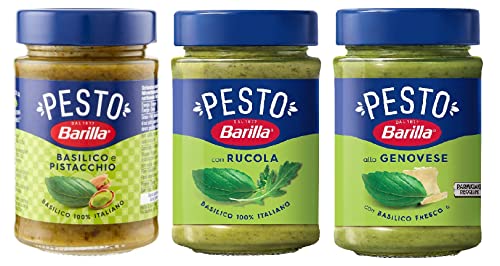 Testpaket Barilla grünes Pesto Basilico e Rucola Pesto genovese Pesto pistacchio esto Basilico e Pistacchio Pesto mit Basilikum und Pistazien 3x 190g von Barilla
