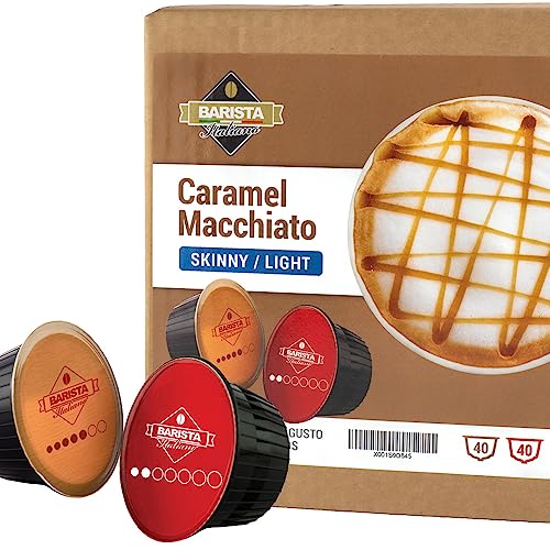 Barista Italiano - Caramel Macchiato | Magermilch Ungesüßt - 80 Kapseln Kompatibel mit Nescafé* Dolce Gusto* Maschinen (80 KapseIn, 40 Tassen) von Barista Italiano