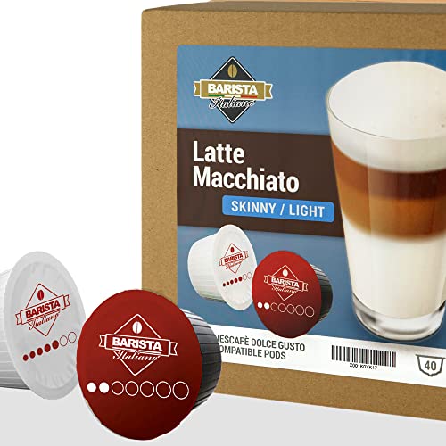 Barista Italiano - Latte Macchiato | Magermilch Ungesüßt - 80 Kapseln Kompatibel mit Nescafé* Dolce Gusto* Maschinen (80 KapseIn, 40 Tassen) von Barista Italiano
