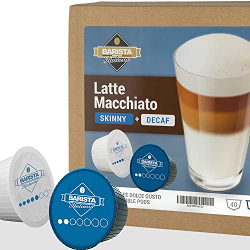 Barista Italiano - Latte Macchiato | Magermilch & Entkoffeiniert - 80 Kapseln Kompatibel mit Nescafé* Dolce Gusto* Maschinen (80 KapseIn, 40 Tassen) von Barista Italiano