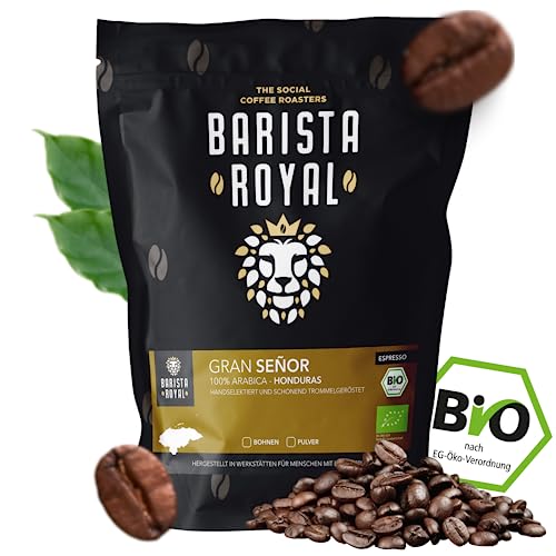 BARISTA ROYAL Bio Espressobohnen 1kg "Gran Señor" | Frische Kaffeebohnen direkt aus Honduras | 100% Arabica Espresso ganze Bohnen | Ideal für Vollautomat und Siebträger BARISTA ROYAL Bio Espressobohnen 1kg "Gran Señor" | Frische Kaffeebohnen direkt aus Honduras | 100% Arabica Espresso ganze Bohnen | Ideal für Vollautomat und Siebträger von Barista Royal