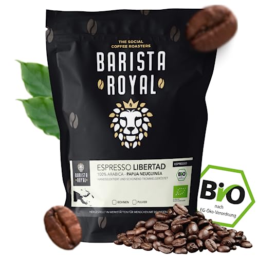 Bio Espressobohnen 500g "Espresso Libertad" | Frische Kaffeebohnen direkt aus Papua Neuguinea | 100% Arabica Espresso ganze Bohnen | Ideal für Vollautomat und Siebträger Bio Espressobohnen 500g "Espresso Libertad" | Frische Kaffeebohnen direkt aus Papua Neuguinea | 100% Arabica Espresso ganze Bohnen | Ideal für Vollautomat und Siebträger von Barista Royal
