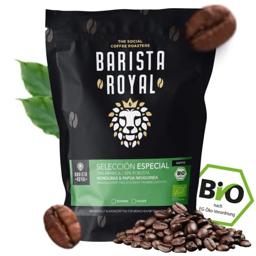 BARISTA ROYAL Bio Kaffeebohnen 1kg "Seleccion Especial" | Frische Kaffeebohnen direkt gehandelt | 70% Arabica, 30% Robusta Kaffee ganze Bohnen | Ideal für Vollautomat und Filtermaschine BARISTA ROYAL Bio Kaffeebohnen 1kg "Seleccion Especial" | Frische Kaffeebohnen direkt gehandelt | 70% Arabica, 30% Robusta Kaffee ganze Bohnen | Ideal für Vollautomat und Filtermaschine von Barista Royal