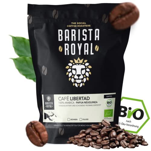 BARISTA ROYAL Bio Kaffeebohnen "Café Libertad" 350 g | Frische Kaffeebohnen aus Papua Neuguinea | 100% Arabica Kaffee ganze Bohnen | Ideal für Vollautomat und Filtermaschine BARISTA ROYAL Bio Kaffeebohnen "Café Libertad" 350 g | Frische Kaffeebohnen aus Papua Neuguinea | 100% Arabica Kaffee ganze Bohnen | Ideal für Vollautomat und Filtermaschine von Barista Royal
