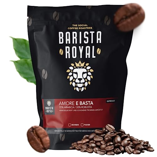 BARISTA ROYAL Espressobohnen 1kg "Amore E Basta Espresso" | Frische Kaffeebohnen direkt gehandelt | 70% Arabica, 30% Robusta Espresso ganze Bohnen | Ideal für Vollautomat und Siebträger BARISTA ROYAL Espressobohnen 1kg "Amore E Basta Espresso" | Frische Kaffeebohnen direkt gehandelt | 70% Arabica, 30% Robusta Espresso ganze Bohnen | Ideal für Vollautomat und Siebträger von Barista Royal