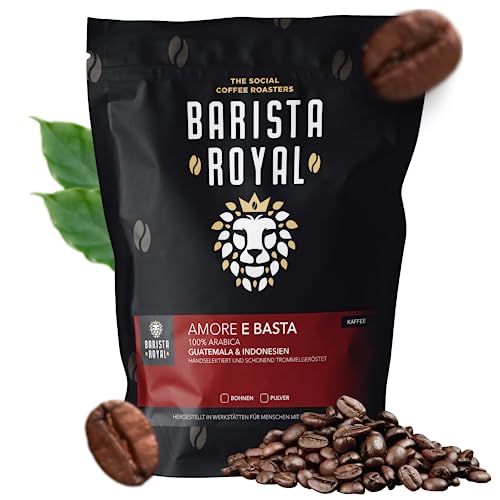 BARISTA ROYAL Kaffeebohnen 1kg "Amore E Basta Kaffee" | Frische Bohnen aus Guatemala & Indonesien | 100% Arabica ganze Bohnen | Ideal für Vollautomat und Filtermaschine BARISTA ROYAL Kaffeebohnen 1kg "Amore E Basta Kaffee" | Frische Bohnen aus Guatemala & Indonesien | 100% Arabica ganze Bohnen | Ideal für Vollautomat und Filtermaschine von Barista Royal